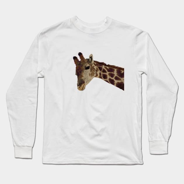 Zoo Animal Giraffe Portrait Long Sleeve T-Shirt by oknoki